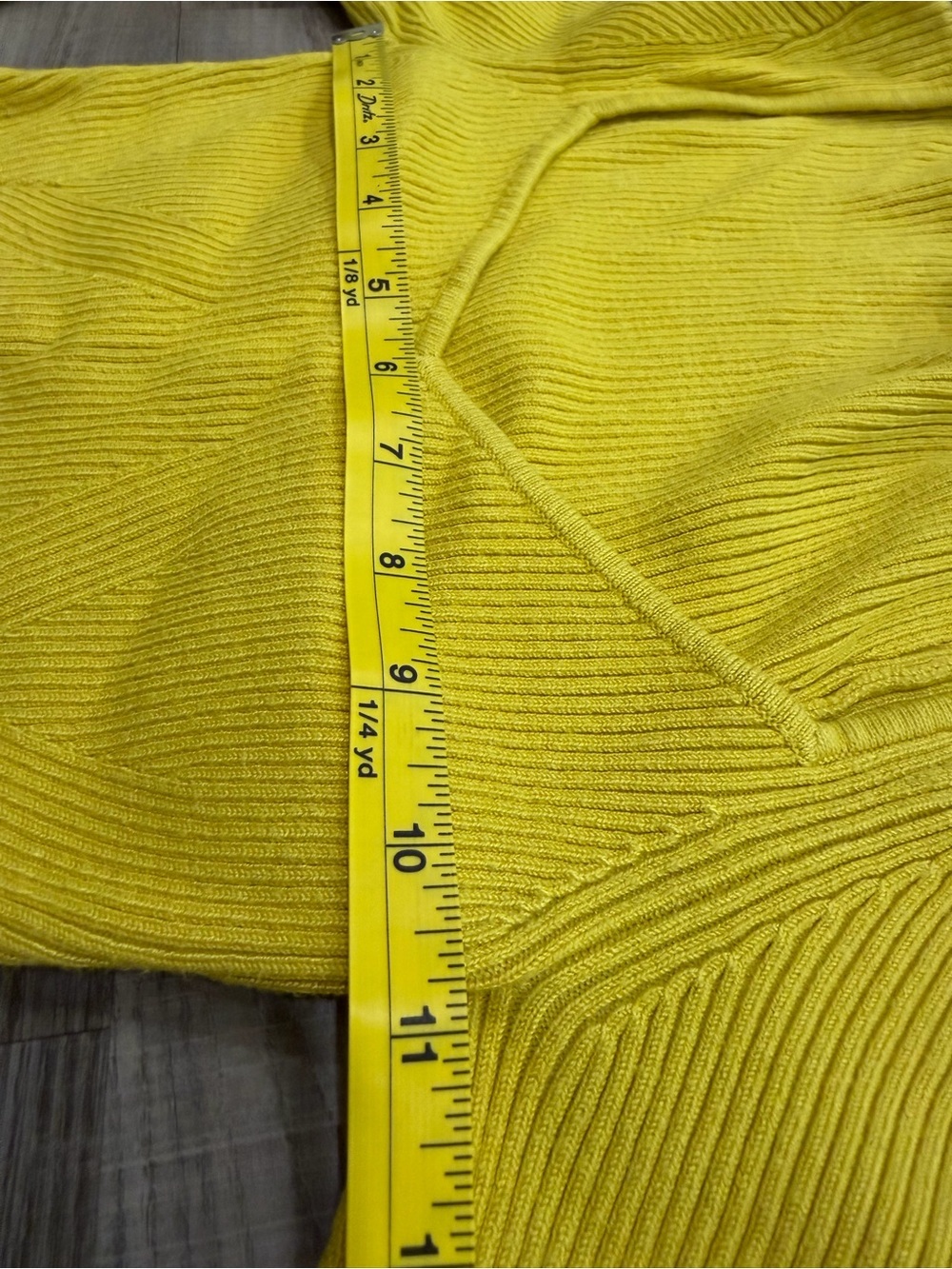 Anthropologie Ribbed Sweetheart Neck Knit Top XS Chartreuse Yellow - Picture 7 of 7